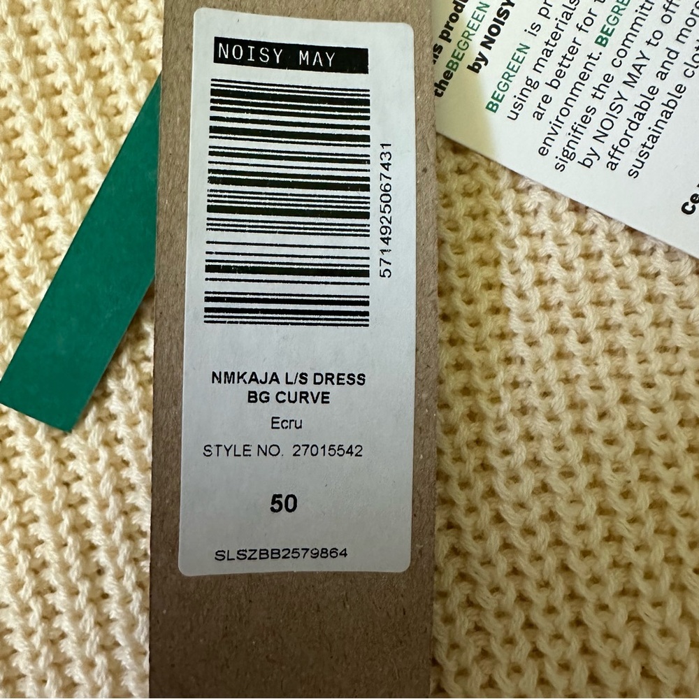 Noisy May Knit Creamy Beige Size‎ Woman’s 50 Dress BG Curve NMKAJA L/S Dress NWT - Picture 5 of 10